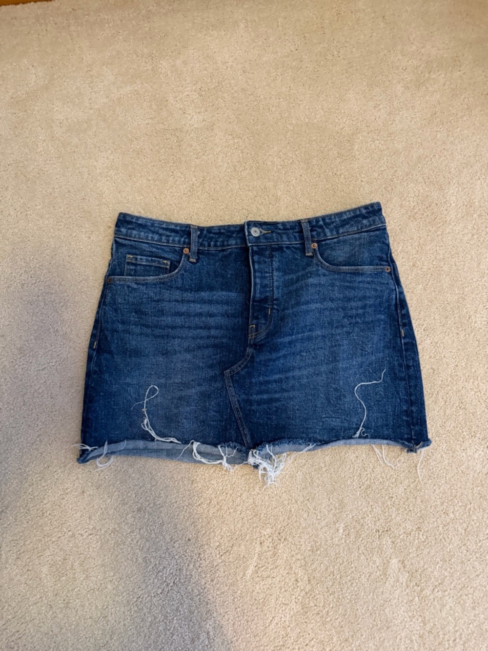 Old Navy Dark Blue Distressed Denim Mini Skirt